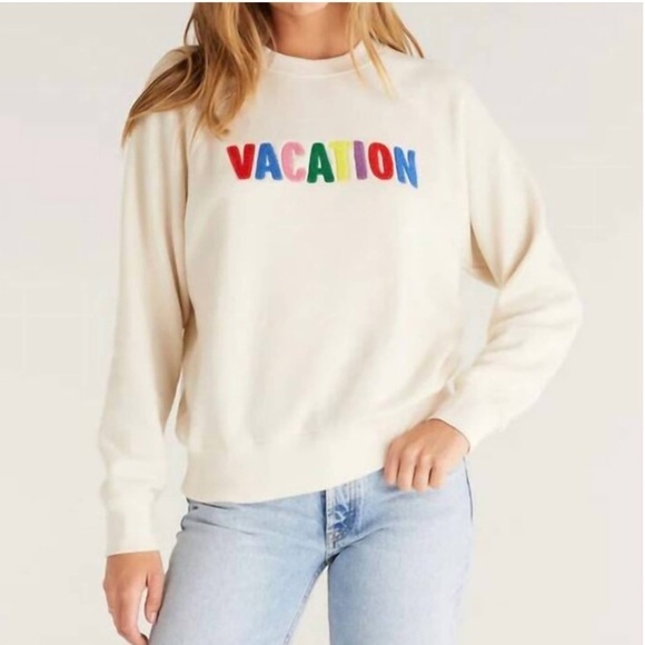 Z Supply Tops - Z Supply Vacation Sweatshirt In Cream Size Small NWT